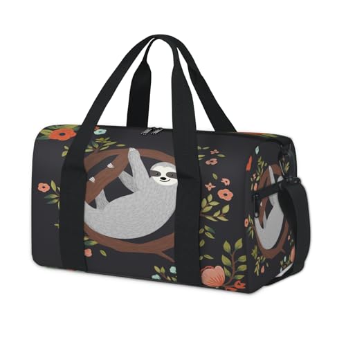 Lustige Sporttasche mit Faultier-Motiv und Blumenbaum, für Kinder, Mädchen, Jungen, Damen, Herren Lustige Sporttasche mit Faultier-Motiv und Blumenbaum, für Kinder, Mädchen, Jungen, Damen, Herren von TropicalLife