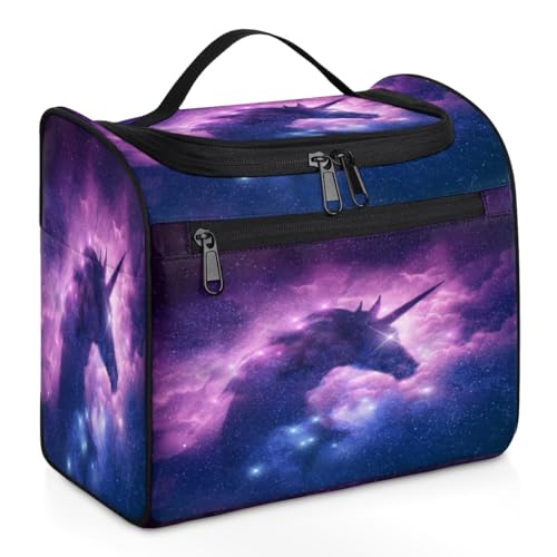 Magic Galaxy Einhorn-Reise-Make-up-Tasche für Damen, Herren, Mädchen, Jungen, Einhorn, 11,2 l, Kulturbeutel, Kulturbeutel, Kulturbeutel, zum Aufhängen, Kosmetik-Organizer, Duschtasche, farbe, 11.2L, von TropicalLife