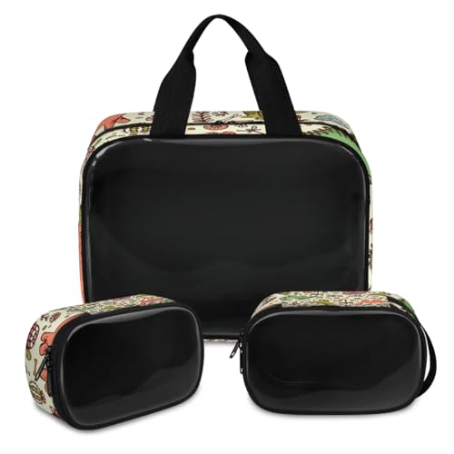 Make-up-Tasche mit Dinosaurier-Muster, für Damen und Herren, Dinosaurier-Druck, durchscheinend, Kosmetiktasche, Waschbeutel, Duschtasche, 3 Stück, Reise-Kulturartikel, Kosmetik-Organizer, farbe, XL, von TropicalLife