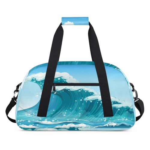 Marine Waves Sporttasche für Damen und Herren, Wellen, 24 l, Wochenend-Übernachtungstasche, Tragetasche, Reisetasche, Turnbeutel für Kinder, Mädchen, Jungen, farbe, (24L) UK, Taschen-Organizer von TropicalLife