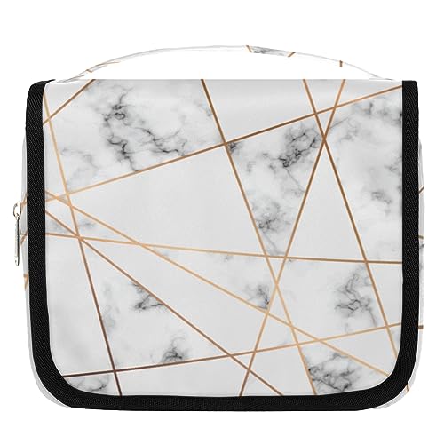 Marmor Geometrische Reise Kulturbeutel für Frauen Männer Marmor Design Waschbeutel Tasche Hängende Toilettenartikel Kosmetik Make-up Organizer, farbe, 4.7 L, Taschen-Organizer von TropicalLife