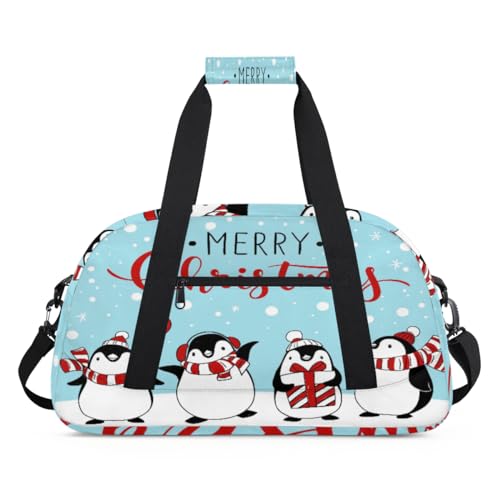 Merry Christmas Sporttasche für Damen und Herren, Weihnachtspinguin, 24 l, Wochenend-Übernachtungstasche, Tragetasche, Reisetasche, Turnbeutel für Kinder, Mädchen, Jungen, farbe, (24L) UK, von TropicalLife