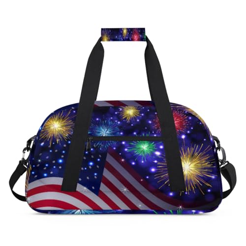 Ndependence Day Holidays Sporttasche für Damen und Herren, amerikanische Flagge, 24 l, Wochenend-Übernachtungstasche, Tragetasche, Reisetasche, Turnbeutel für Kinder, Mädchen, Jungen, farbe, (24L) UK, von TropicalLife