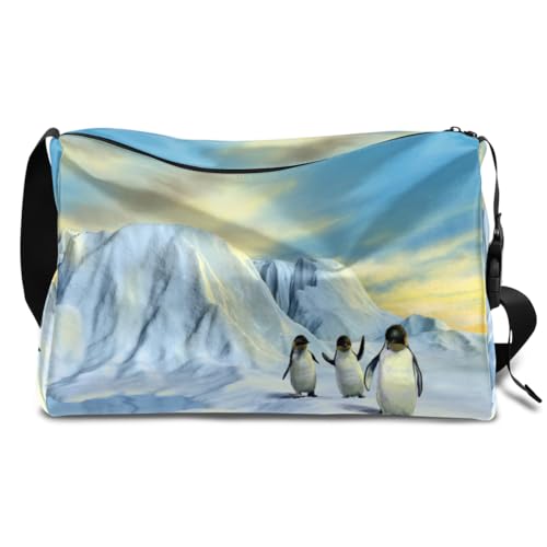 Niedliche Arctic Pinguin Leder Duffle Bag für Mann Frau Jungen Mädchen Pinguin Wochenende Übernachtung Sport Gym Bag Reisetasche Single Shoulder Crossbody Handtasche, farbe, 18.5L, Taschen-Organizer von TropicalLife