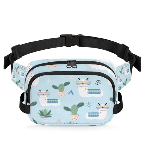 Niedliche Bauchtasche mit Lama-Kaktu-Muster für Damen, Herren, Mädchen, Jungen, Kinder, Lama, lustige Bauchtasche, Laufen, Sport, Wandern, Geldbörse, Gürteltasche, farbe, XL, Taschen-Organizer von TropicalLife