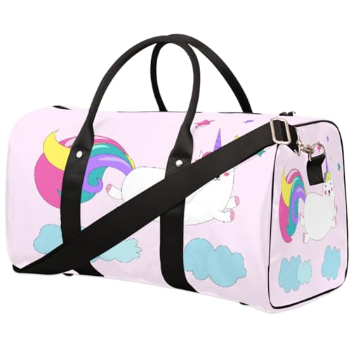 Niedliche Einhorn-Reisetasche für Damen, Herren, Kinder, Mädchen, Jungen, Einhorn-Regenbogen, 22,7 l, Wochenendtasche, Übernachtungstasche, Schultertasche, Gepäcktasche für Sport, Fitnessstudio, von TropicalLife