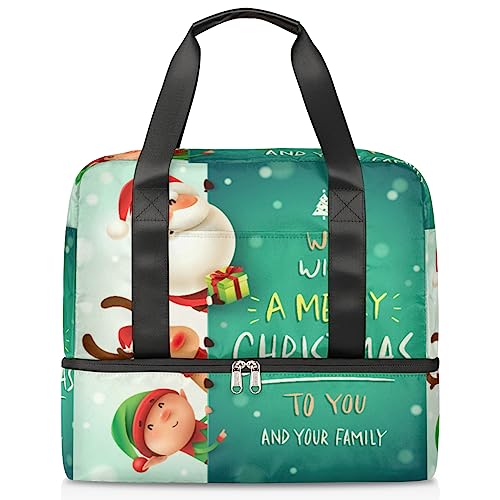 Niedliche Weihnachts-Reisetasche für Männer und Frauen, 21 l, Frohe Weihnachten, Wochenendtasche, nass, getrennte Sporttasche, Fitnessstudio, Reisen, Wochenendtasche, multi, 21L, Reisetasche von TropicalLife