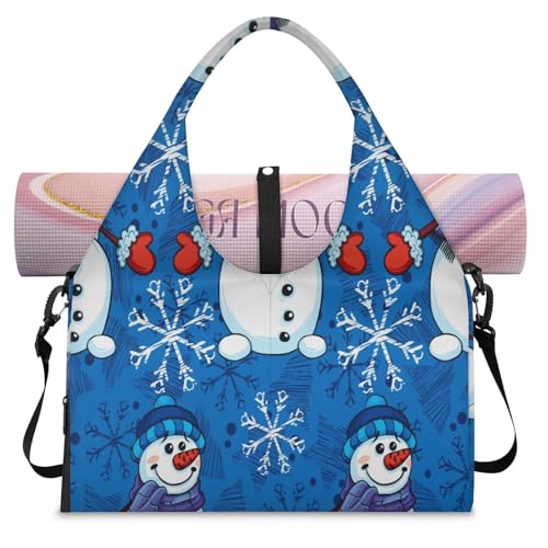 Niedliche Wintertasche mit Schneemann-Motiv, Sporttasche für Damen und Herren, Weihnachten, Schneeflocken, Wochenende, Übernachtung, Tasche mit Schuhfach, Schultertasche, Gepäcktasche für Yoga, von TropicalLife