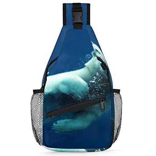 Niedlicher Eisbär-Rucksack für Herren und Damen, Bär, Umhängetasche, Schultertasche, für Reisen, Wandern, lässiger Tagesrucksack, Rucksack, multi, 35,6 cm, Sling Rucksack von TropicalLife