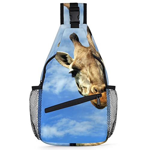 Niedlicher Giraffen-Rucksack für Herren und Damen, lustige Giraffen-Umhängetasche für Reisen, Wandern, lässiger Tagesrucksack, multi, 35,6 cm, Sling Rucksack von TropicalLife