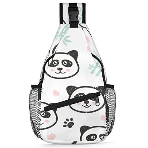 Niedlicher Panda-Rucksack für Herren und Damen, Cartoon, Panda, Umhängetasche, Brusttasche für Reisen, Wandern, lässiger Tagesrucksack, Rucksack, multi, 35,6 cm, Sling Rucksack von TropicalLife