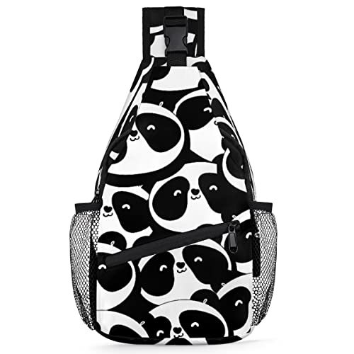 Niedlicher Panda-Rucksack für Herren und Damen, Panda-Muster, Umhängetasche für Reisen, Wandern, lässiger Tagesrucksack, Rucksack, multi, 35,6 cm, Sling Rucksack von TropicalLife