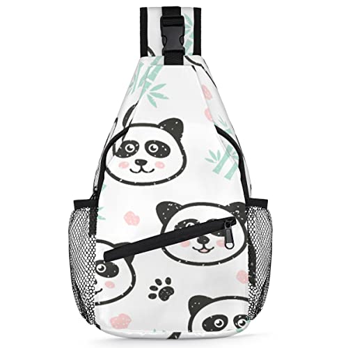 Niedlicher Panda-Rucksack für Herren und Damen, Panda-Pfotenabdruck, Umhängetasche für Reisen, Wandern, lässiger Tagesrucksack, Rucksack, multi, 35,6 cm, Sling Rucksack von TropicalLife