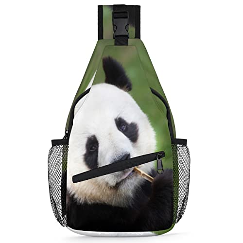 Niedlicher lustiger Panda-Rucksack für Herren und Damen, Panda-Druck, Umhängetasche, Brusttasche für Reisen, Wandern, lässiger Tagesrucksack, Rucksack, multi, 35,6 cm, Sling Rucksack von TropicalLife
