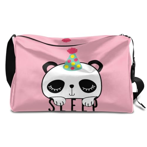 Niedliches Panda-Design Leder Duffle Bag für Mann Frau Jungen Mädchen Panda Lustige Wochenende Übernachtung Sport Gym Tasche Reisetasche Single Shoulder Crossbody Handtasche, farbe, 18.5L, von TropicalLife