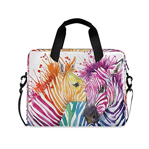 OOWOW Laptoptasche für Damen und Herren, Wasserfarben, buntes Zebramuster, leicht, Aktentasche, 35,6 cm, 40,6 cm (14 Zoll), 40,6 cm (16 Zoll), Laptop-Hülle, Schultertasche von TropicalLife