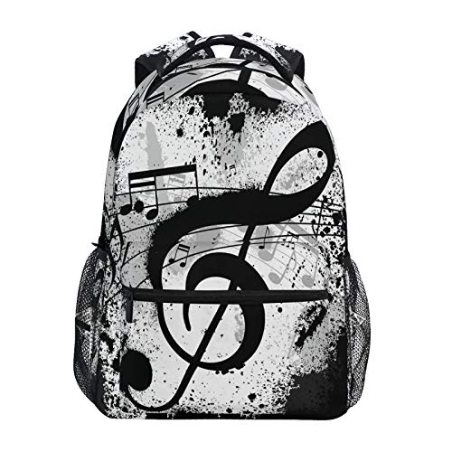 OOWOW Schulrucksack, Kunstmalerei, Musiknote, Tagesrucksack, wasserdicht, College-Laptop-Rucksack, Grundschule, Umhängetasche, große Büchertasche für Damen, Herren, Kinder, Teenager, multi von TropicalLife