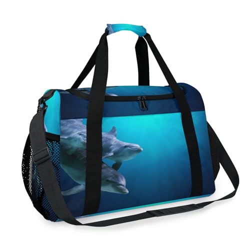 Ocean Funny Animal Delfin Travel Duffel Bag for Girls Boys Women Men Weekend Overnight Bag Shoulder Tote Luggage Handbag for Travel Sports Gym von TropicalLife