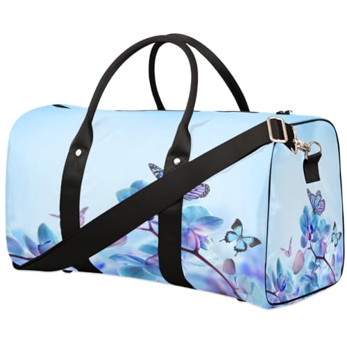 Orchideen-Reisetasche mit Schmetterlingen, für Damen, Herren, Kinder, Mädchen, Jungen, Schmetterling, 22,7 l, Wochenendtasche, Übernachtungstasche, Schultertasche, Gepäcktasche für Sport, von TropicalLife