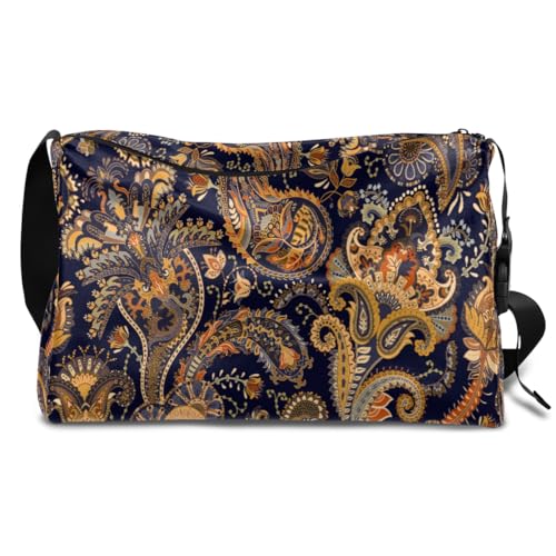 Paisley Bunte Leder Duffle Bag für Mann Frau Jungen Mädchen, Paisley Indian Weekend Overnight Sport Gym Bag Reisetasche Single Shoulder Crossbody Handtasche, farbe, 18.5L, Taschen-Organizer von TropicalLife