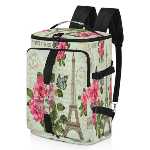 Paris Retro Sport Duffel Rucksack für Männer Frauen, Paris Postkarte Wochenende Tasche mit Schuhfach Tote Übernachtungstasche 47,5L für Sport Gym Reisen, farbe, 47.5L, Taschen-Organizer von TropicalLife