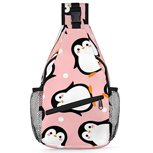 Pinguin-Rucksack für Herren und Damen, Pinguin, Umhängetasche, Brusttasche für Reisen, Wandern, lässiger Tagesrucksack, Rucksack, multi, 35,6 cm, Sling Rucksack von TropicalLife