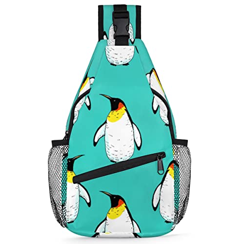 Pinguin-Tier-Schulter-Rucksack für Herren und Damen, Pinguin, Umhängetasche für Reisen, Wandern, lässiger Tagesrucksack, Rucksack, multi, 35,6 cm, Sling Rucksack von TropicalLife