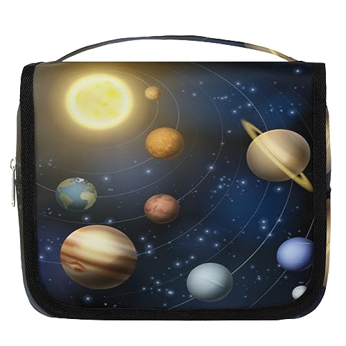 Planeten Sonnensystem Reise Kulturbeutel für Frauen Männer Planeten Waschbeutel Tasche Hängende Toilettenartikel Kosmetik Make-up Organizer, farbe, 4.7 L, Taschen-Organizer von TropicalLife