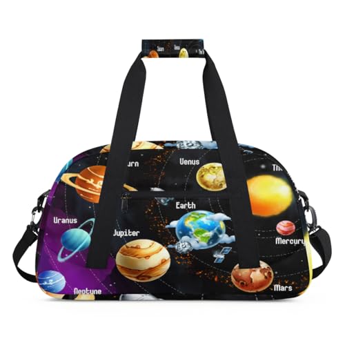 Planets Sports Seesack für Damen und Herren, Planeten Sonnensystem, 24 l, Wochenend-Übernachtungstasche, Tragetasche, Reisetasche, Turnbeutel für Kinder, Mädchen, Jungen, farbe, (24L) UK, von TropicalLife