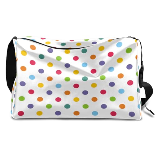 Polka Dots Leder Duffle Bag für Mann Frau Jungen Mädchen, Bunte Punkte Wochenende Übernachtung Sport Gym Tasche Reisetasche Single Schulter Crossbody Handtasche, farbe, 18.5L, Taschen-Organizer von TropicalLife