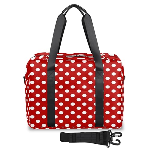 Polka Dots Red Travel Duffel Bags for Women Men Dots Weekend Overnight Bag 32L Large Cabin Holdall Tote Bag for Travel Sports Gym, farbe, 32 L, Taschen-Organizer von TropicalLife