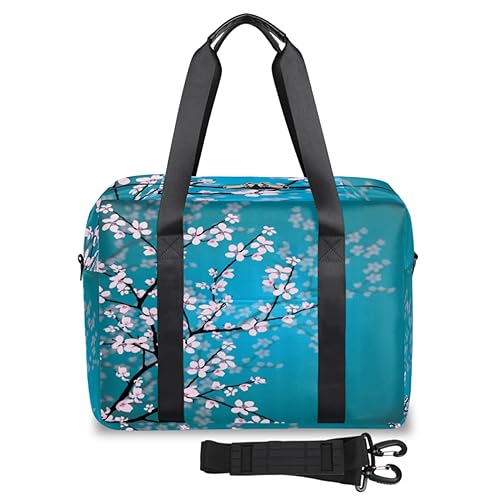 Print Cherry Blossom Travel Duffel Bags for Women Men Cherry Weekend Overnight Bag 32L Large Cabin Holdall Tote Bag for Travel Sports Gym, farbe, 32 L, Taschen-Organizer von TropicalLife