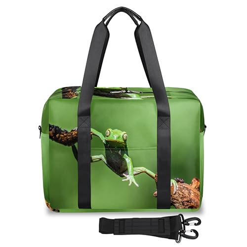 Print Tree Frog Travel Duffel Bags for Women Men Frog Weekend Overnight Bag 32L Large Cabin Holdall Tote Bag for Travel Sports Gym, farbe, 32 L, Taschen-Organizer von TropicalLife
