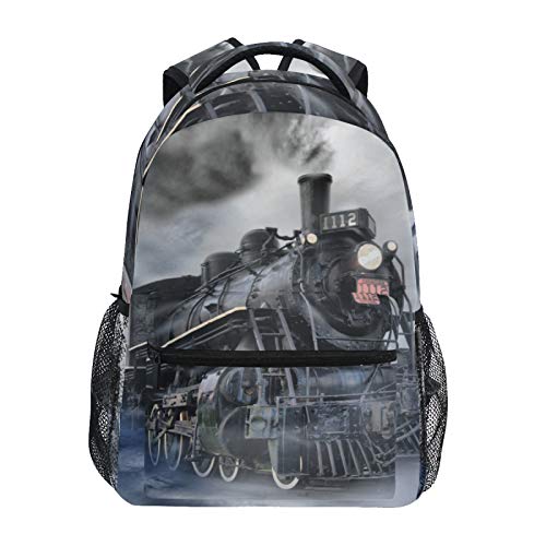 RELEESSS Schulrucksack Vintage Dampflok Schultasche Leichte B¨¹chertaschen Laptop Rucksack f¨¹r Jungen M?dchen Kinder Unisex von TropicalLife
