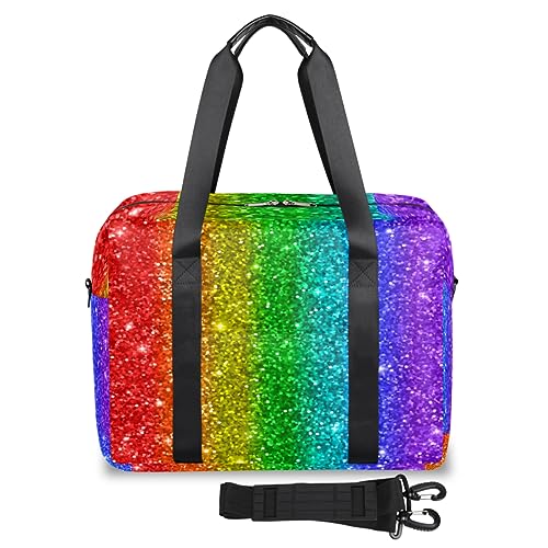 Rainbow Travel Duffel Bags for Women Men Rainbow Stripes Weekend Overnight Bag 32L Large Cabin Holdall Tote Bag for Travel Sports Gym, farbe, 32 L, Taschen-Organizer von TropicalLife