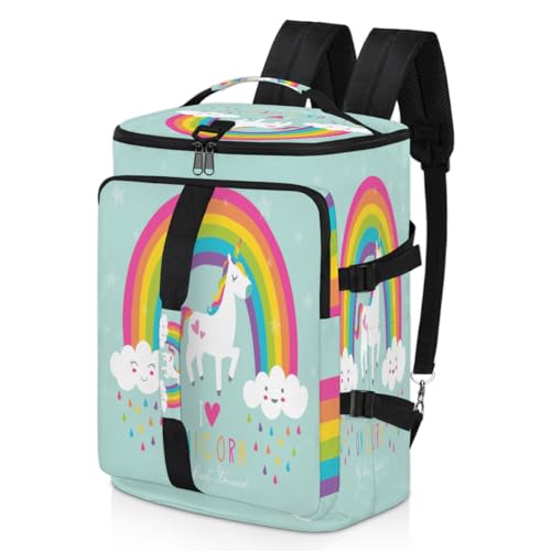 Rainbow Unicorn Sport Duffel Rucksack für Männer Frauen, süße Einhorn Wochenendtasche mit Schuhfach Tote Übernachtungstasche 47,5L für Sport Gym Reisen, farbe, 47.5L, Taschen-Organizer von TropicalLife