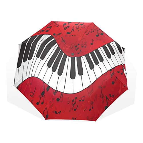 Regenschirm Klavierschlüssel Musik Notenmuster Winddicht 3 Falten Regenschirm für Damen Herren Mädchen Jungen Unisex Ultraleicht Outdoor Reise Kompakter Regenschirm von TropicalLife