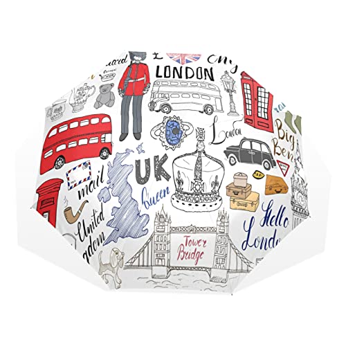 TropicalLife Regenschirm London City Bridge Big Ben, winddicht, 3-fach gefaltet, Regenschirm für Damen, Herren, Mädchen, Jungen, Unisex, ultraleicht, Outdoor, Reisen, kompakter Regenschirm, multi, von TropicalLife