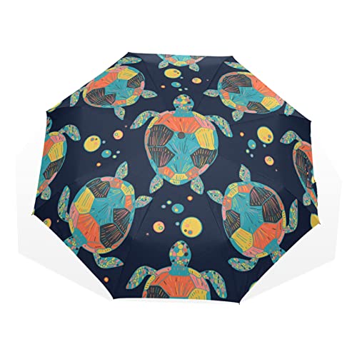 Regenschirm Schildkröte Ozean Meer Tier Muster Winddicht 3 Falten Regenschirm für Damen Herren Mädchen Jungen Unisex Ultraleicht Outdoor Reise Kompakt Regenschirm von TropicalLife