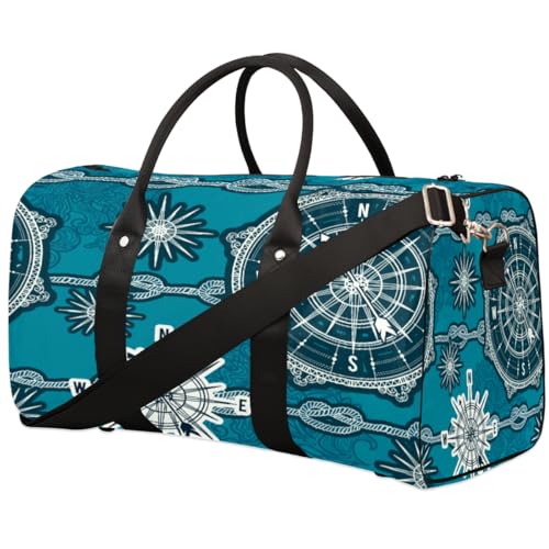 Reisetasche, Vintage-Stil, nautischer Kompass, Reisetasche, für Damen, Herren, Kinder, Mädchen, Jungen, Kompass, 22,7 l, Wochenende, Übernachtung, Schultertasche, Gepäcktasche für Sport, von TropicalLife