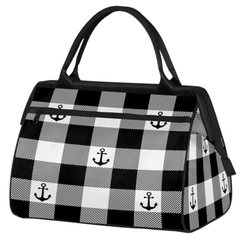 Reisetasche für Damen, Herren, Kinder, Jungen, Mädchen, 24 l, Wochenendtasche, Sporttasche, Fitnessstudio, Reisen, Wochenendtasche, kariertes Ankermuster, farbe, XXL, Taschen-Organizer von TropicalLife