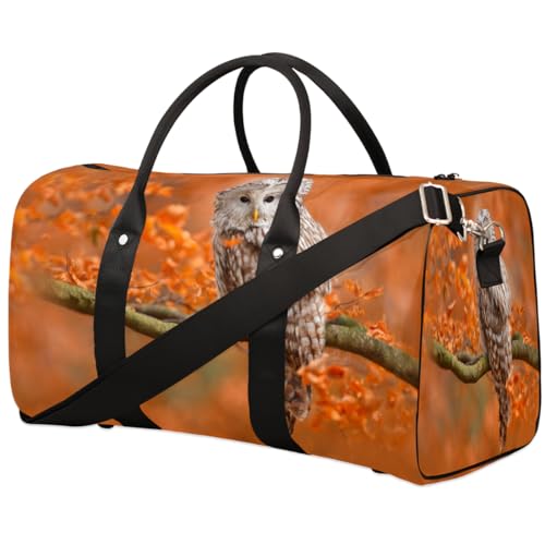 Reisetasche mit Eulen-Motiv, Motiv: Herbstwald, für Damen, Herren, Kinder, Mädchen, Jungen, Eulen-Druck, 22,7 l, Wochenendtasche, Übernachtungstasche, Schultertasche, Gepäcktasche für Sport, von TropicalLife