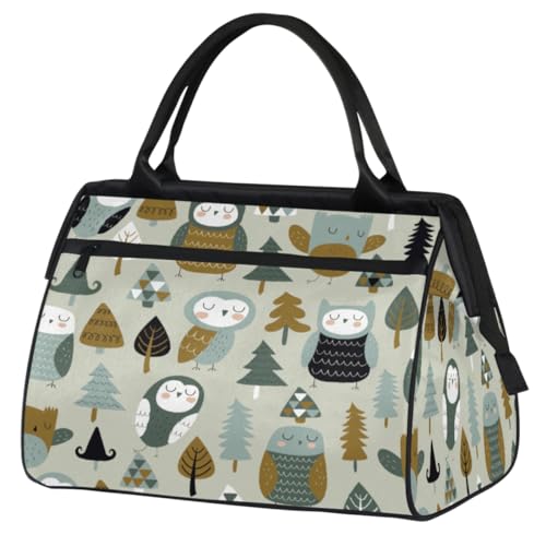 Reisetasche mit Eulen-Motiv, für Damen und Herren, 24 l, Cartoon-Eule, Wochenendtasche, Sporttasche, Fitnessstudio, Reisen, Wochenendtasche, farbe, (24L) UK, Taschen-Organizer von TropicalLife