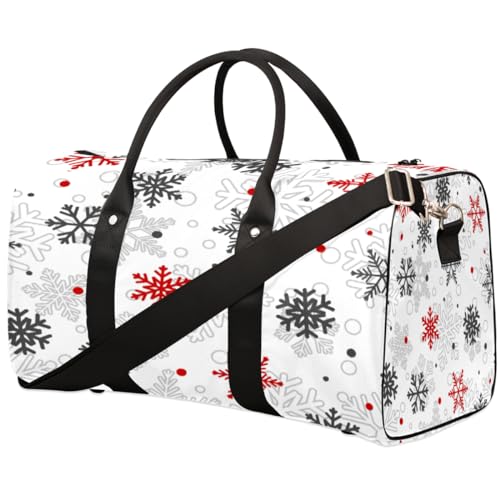 Reisetasche mit Schneeflocken-Motiv, für Damen, Herren, Kinder, Mädchen, Jungen, Weihnachten, 22,7 l, Wochenende, Übernachtung, Schultertasche, Gepäcktasche für Sport, Fitnessstudio, Reisen, farbe, von TropicalLife