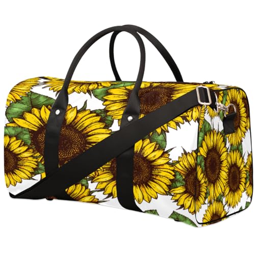 Reisetasche mit Sonnenblumen-Motiv, für Damen, Herren, Kinder, Mädchen, Jungen, Sonnenblume, 22,7 l, Wochenende, Übernachtung, Schultertasche, Gepäcktasche für Sport, Fitnessstudio, Reisen, farbe, von TropicalLife