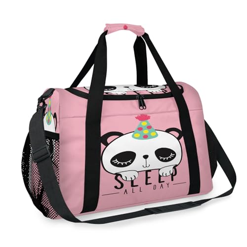Reisetasche mit niedlichem Panda-Design, für Mädchen, Jungen, Damen, Herren, Panda, lustig, Wochenende, Übernachtung, Schultertasche, Handtasche, für Reisen, Sport, Fitnessstudio von TropicalLife