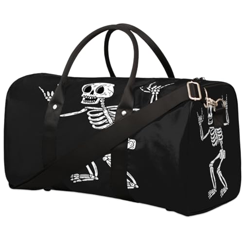 Rock Skelett-Reisetasche für Damen, Herren, Kinder, Mädchen, Jungen, lustiges Skelett, 22,7 l, Wochenendtasche, Übernachtungstasche, Schultertasche, Gepäcktasche für Sport, Fitnessstudio, Reisen, von TropicalLife