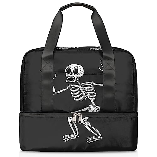 Rock Skelett Reisetasche für Herren und Damen, 21 l, lustige Skelett-Wochenendtasche, nass, getrennte Sporttasche, Fitnessstudio, Reisen, Wochenendtasche, multi, 21L, Reisetasche von TropicalLife