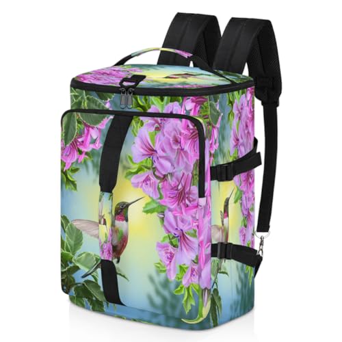 Rosa Blumen Kolibri Sport Duffel Rucksack für Männer Frauen, Blume Wochenendtasche mit Schuhfach Tote Übernachtungstasche 47,5L für Sport Gym Reisen, farbe, 47.5L, Taschen-Organizer von TropicalLife