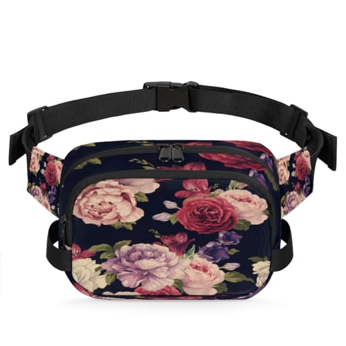 Rose Bauchtasche für Damen, Herren, Mädchen, Jungen, Kinder, Retro-Rose, Bauchtasche, Laufen, Sport, Wandern, Geldbörse, Gürteltasche, farbe, XL, Taschen-Organizer von TropicalLife